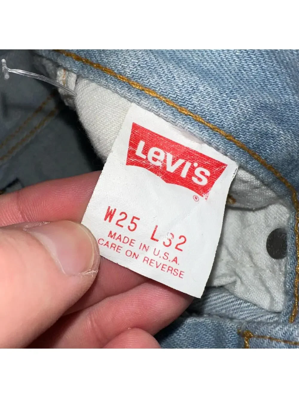 Levis 701 Vintage 90s USA XX Straight Leg Jeans Blue Light Wash 501 Rare 25x32